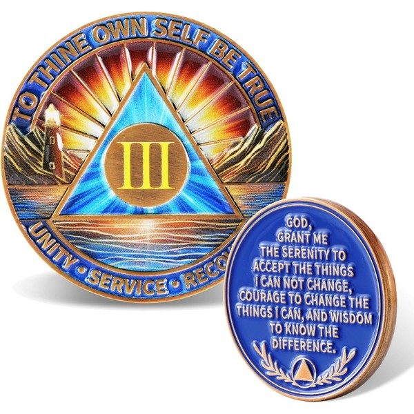 Leafence Sunshine Seaside Lighthouse Sobriety Coin Commemorative Coin Recovery Addiction