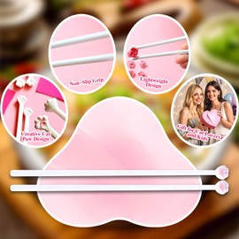 2PCS Cute Cat Paw Chopsticks - Reusable Non-Slip Pink Design with Adorable Paw Prints - Durable Cat Claw Style - Fun Gifts for Cat Lovers
