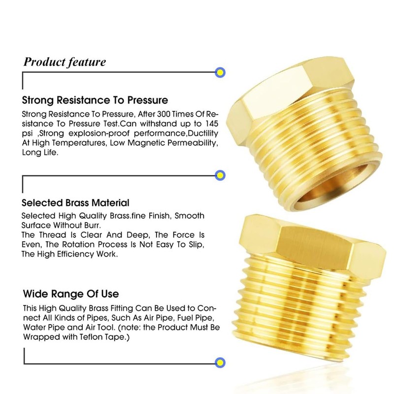 TAILONZ PNEUMATIC Brass Threaded Pipe Fitting 3/4 Inch BSP Male