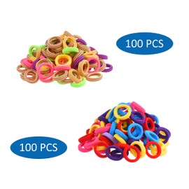 Kare & Kind 200 Hair Band Ties and 20 Mini Hair Claw Clip Pins- Assorted Colors - Cotton/Polyblend Material - Different Designs and Styles - For Girls, Toddlers, Babies, Infants - Ideal Gift