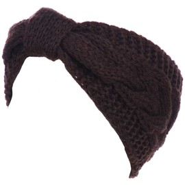 Womens Winter Boho Chic Classic Cable Bow Knotted Crochet Knitted Turban Headband Headwrap