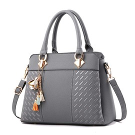 KEEPOP Women Purses Satchel Handbags Ladies Designer Top Handle Tote Bag PU Leather Bag Drak Gray