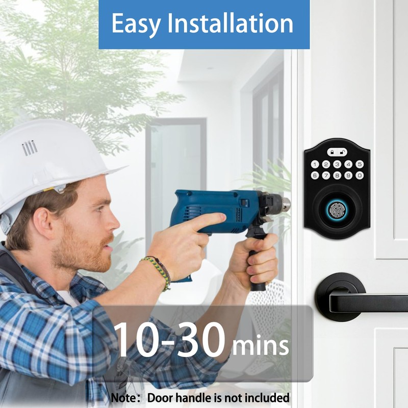 UMIKSMART Smart Door Lock with Fingerprint & Keypad, Keyless Entry