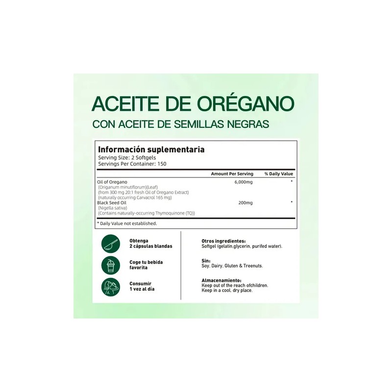 300 Cápsulas Con Aceite De Semilla Negra Aceite De Orégano