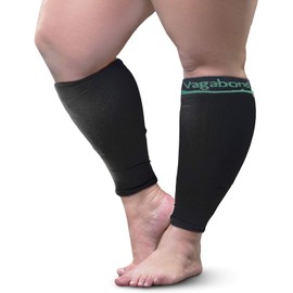 Vagabond 3XL Wide Calf Plus Size Graduated Compression Sleeves, 20-30 mmHg for Leg Fatigue, Pain, & Swelling (Black)