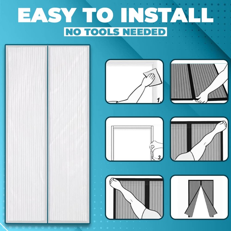 WYZworks 2-Pack Hands-Free Mesh Screen Door (White)