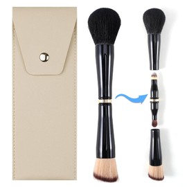 Ponhey Juego de Brochas de Maquillaje de Viaje 4 En 1, Brocha de Maquillaje Desmontable Con Funda para Base | Polvo Suelto | Corrector | Sombra de Ojos, Juego de Brochas de Maquillaje de Doble Punta I