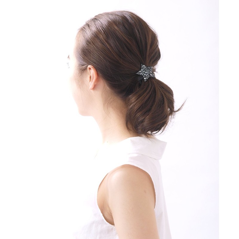 Vingtaine H-538-BK Bijou Star Hair Rubber Plate, Sparkling Hair Accessory