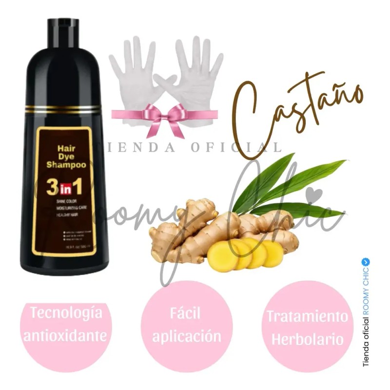 Shampoo Con Tinte Instantáneo Castaño Cubre Canas 500ml
