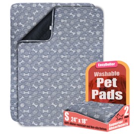 Washable Pee Pads for Dogs - 2 Pcs 18"x24" Gray Superior Reusable Puppy Pet Training Pads - Waterproof Dog Pee Pad Protects Against Urine Leakage Non-Slip Grip Prevents Slipping & Bunching