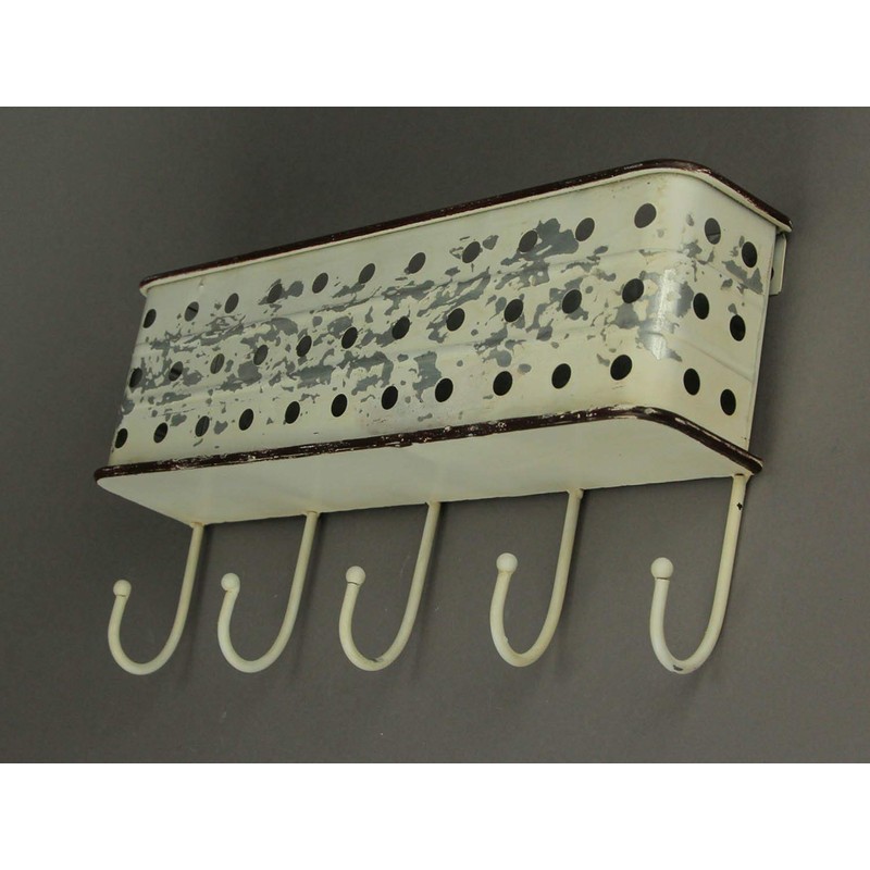 PD Home & Garden Distressed White Metal Wall Pocket with
