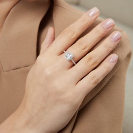 jiamiaoi 18K White Gold Plated Women's Ring Silver 925 Wedding Ring Women's Silver Engagement Ring Wedding Ring for Bride Solitaire Rings Women's Diamond Silver Rings for Women, Sterling Silver