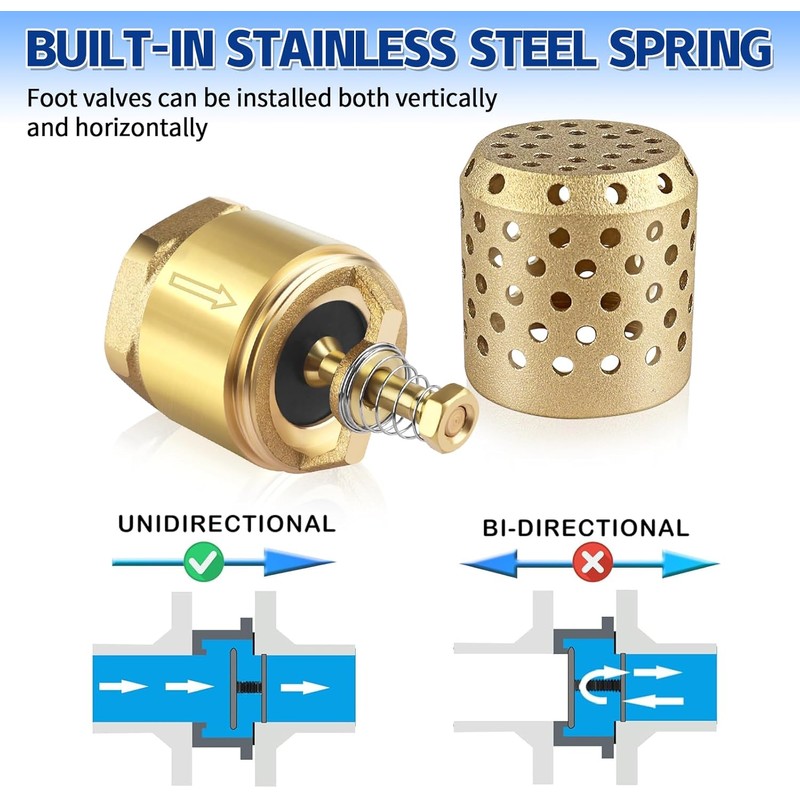 Brass Foot Valve 3/4 inch NPT Heavy Duty Spring Mesh