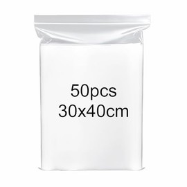 guangyuan 40x30cm Resealable Clear Large Plastic Bags 50Pcs Sealed Big Bag Storage Bag Press Seal Bags Thickening and Durable, Apply to Quilts, Blankets, Clothing Storage