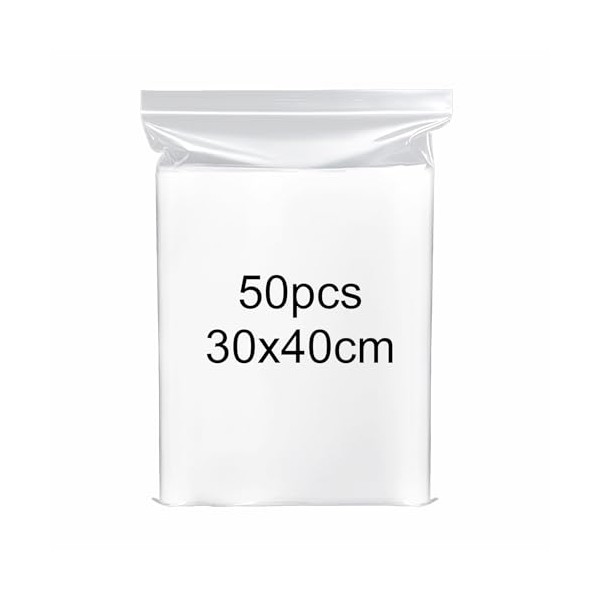 guangyuan 40x30cm Resealable Clear Large Plastic Bags 50Pcs Sealed Big