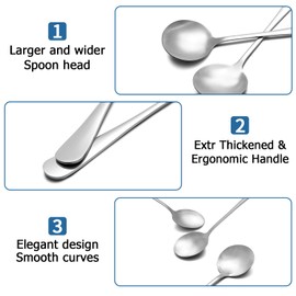 2 Piece Soup Spoons, Round Stainless Steel Bouillon Spoons Round Spoons 6.7 inch