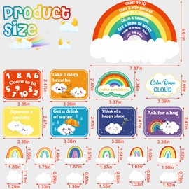 Tatuo 69 Pcs Calming Corner Posters Calm Down Cloud Mini Bulletin Board Set Calming Corner Supplies Rainbow Cloud Cutouts Classroom Decor for Back to School Kids Educational Learning Activities