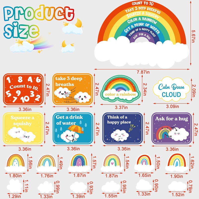 Tatuo 69 Pcs Calming Corner Posters Calm Down Cloud Mini