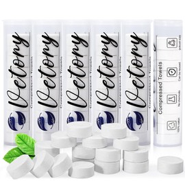 Vabrloy Pack of 100 Compressed Hand Towels Tablets, Pressed Towels, Portable Compressed Towel Tablets, Mini Cotton Towels for Travel, Camping, Sports, Home