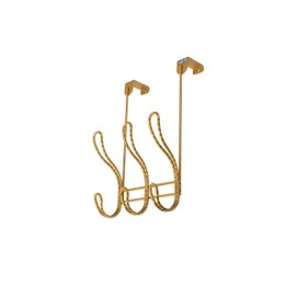 FantasHome Over The Door Hook Rack with 6 Hooks - Twisted Design (Gold)