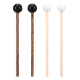 4 Pcs Steel Tongue Drum Mallets, 5.9 Inch Rubber Drum Mallets Sticks for Xylophone Glockenspiel Musical Instruments Mallet Birch Wood Handle Silicone Head Percussion Sticks