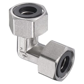 M METERXITY 90 Degree Elbow - Pipe Fitting 90 Degree, L Shape Pipe Fitting with Sealing Gasket, Apply to Air Water Gas, (G1/2 Female Thread, Silver)