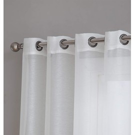 HLC.ME 2 Piece Premium Semi Sheer Voile Window Curtain Grommet Panels for Bedroom (Ivory) - 54 W x 95 L
