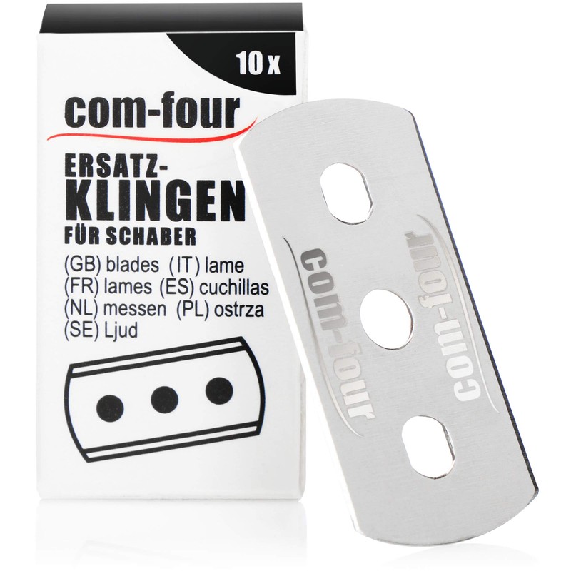 com-four® 30 x Stainless Steel Replacement Blades for Cleaning Scraper,
