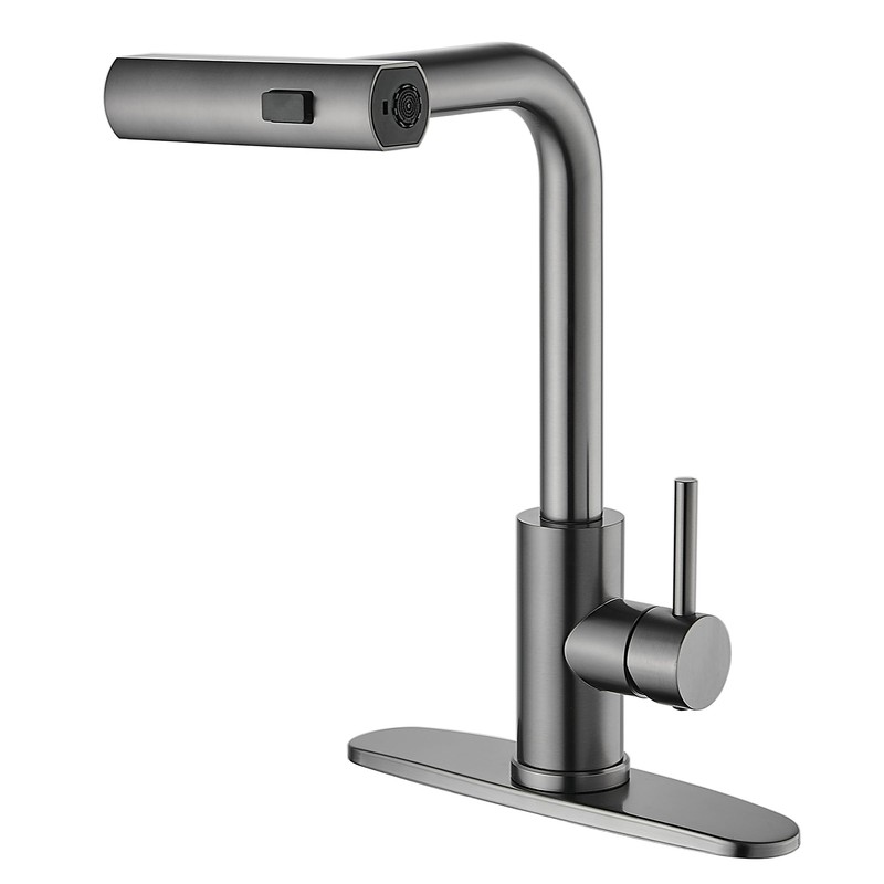 AVSIILE Kitchen Faucet with Pull Down Sprayer, Gun Grey Waterfall