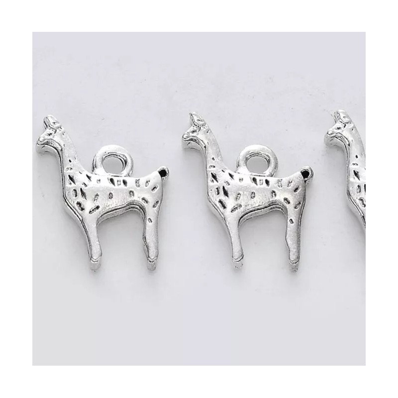 Unbranded 10 Alpaca Charms Double 2 Sided Antique Silver Tone