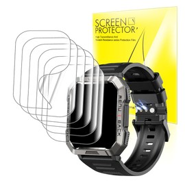 LYSANDRA Compatible for Blackview Military Smart Watch Screen Protector, [6 Pack] Full Coverage TPU Clear Film Compatible for IOWODO W60 2.01" Smart Watch