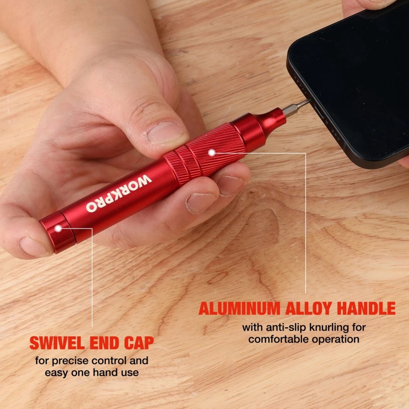 WORKPRO 24-in-1 Precision Screwdriver Multi-Bit Screwdrivers w/S2 Steel Bits Red