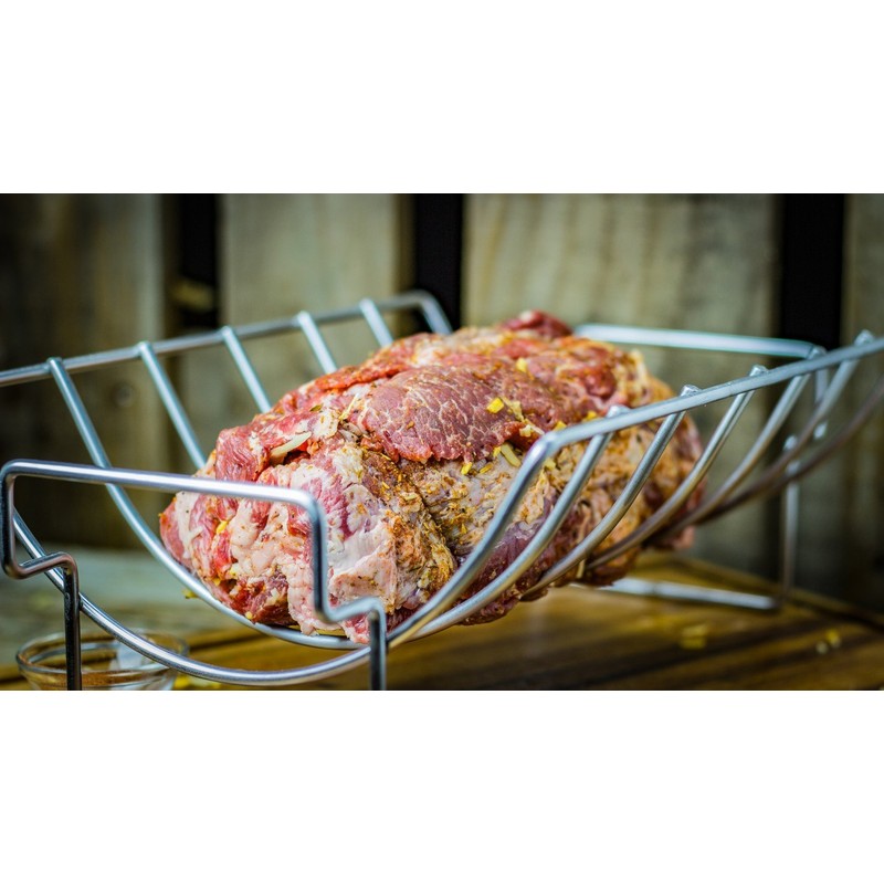 Grillfürst 2-in-1 Stainless Steel Rib Holder and Roasting Basket