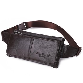 KPYWZER Vintage Leather Fanny Pack Waist Bag for Men Women Outdoor Travel Hunting Hiking Camping Hip Bum Belt Cell Phone Purse Wallet Pouch Retro Crossbody Sling Pouch C