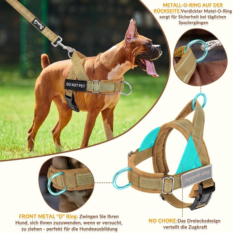 SlowTon Dog Harness Medium Large Dogs with 1.55-1.7 m Lead,