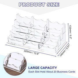 PATIKIL Business Card Holder for Desk, 4 Tiers 12 Slots Business Card Holders Clear Acrylic Card Stand Organizer Cards Display for Office Exhibition