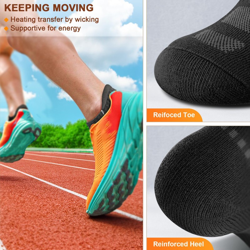 KEMISANT Mens Running Socks, Athletic Ankle Socks for Men Full