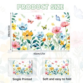 30 Pack Floral Placemats Set Butterfly Flower Disposable Paper Placemats Dining Table Place Mats for Birthday Wedding Restaurant Cafes Kitchen Table Dining Decor