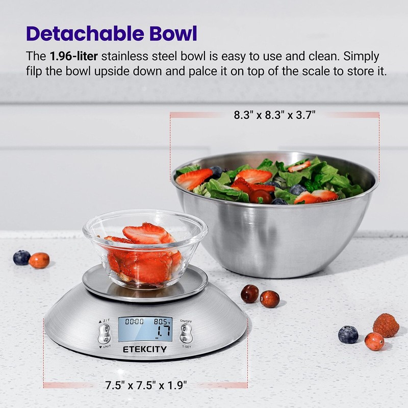 Etekcity Food Kitchen Scale with Bowl, Digital Weight Scale for