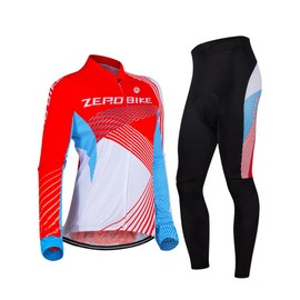 ZEROBIKE® Women's Breathable Long Sleeve 3D Gel Padded Bicycle Cycling Suit Mesh Cloting Pants Set UV Protective