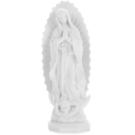 IMIKEYA Virgin Mary Statue, 19 cm Religious Statue of the Virgin Mary, White Resin Virgin Mary Figure Catholic Statue Blessed Mother Statue for Religious Home Decoration