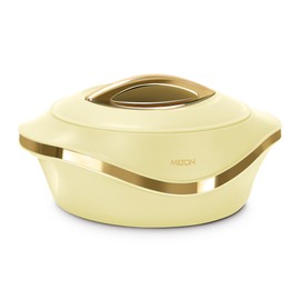 MILTON Pearl 2500 Inner Stainless Steel Casserole, 2.1 litres, Ivory | BPA Free | Food Grade | Easy to Carry | Easy to Store | Chapati | Roti | Curd Maker