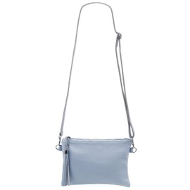 SH Leder Anny G248 Genuine Leather Shoulder Bag Clutch Small Bag Evening Bag 22 x 15 cm, lightblue