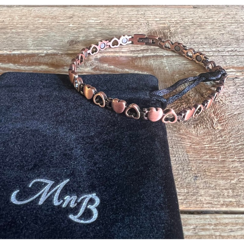 MnB Magnetics Pure Copper Magnetic Anklet/Ankle Chain in a Heart