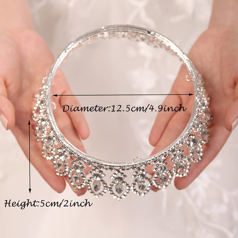 JWICOS Tiara de cristal plateado con diamantes de imitación para