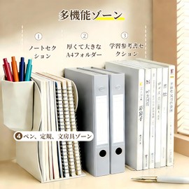 Melphoe Bookends, Non-Tumbling, Telescopic, Metal Book Stand (Includes Pen Holder, Hook, Storage Box), Document Organization, Tabletop, File Stand, Magazines, Books, CD, Textbooks, Office Supplies