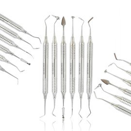 MuskalMed Dental Composite Filling Instruments Professional Dental Filling Repair kit Permanent Composite Dental Chrome Plated Coated Tips Non Stick Restoration Smooth Tooth Filler 6 PC DS-1621