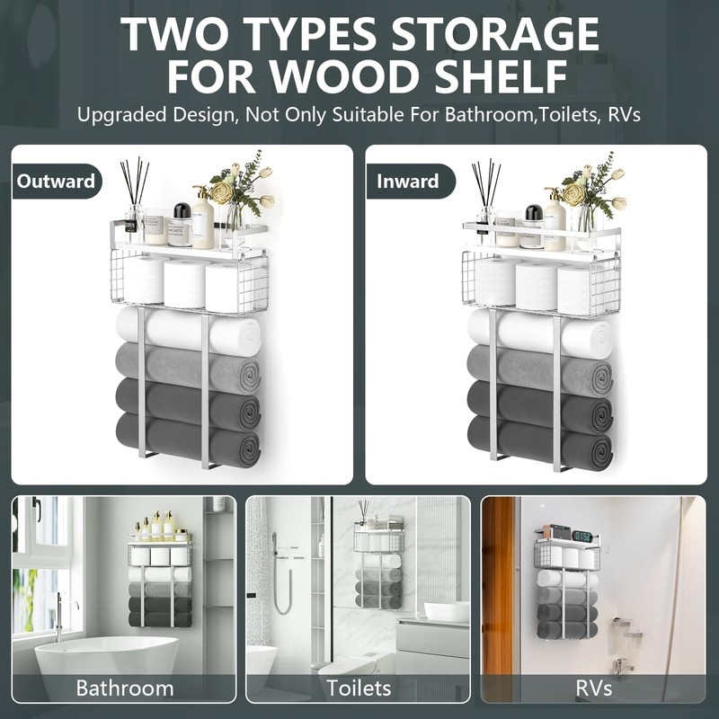 Towel Racks for Bathroom, Bathroom Shelf Over Toilet,Floating Shelves with