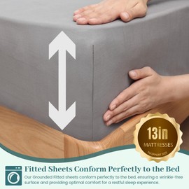 RIQINXIN Grounding Fitted Sheet Conductive with EU Grounding Cable for Better Sleep 140 x 200 x 33 cm Grey