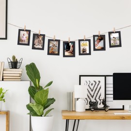 DOITOOL Wall Hanging Decoration 30Pcs Paper Picture Frame, DIY Photo Frame Cardboard Hanging Kit with String and Clips for Home Decor (Black, 13.2x9.6cm) Home Decoration